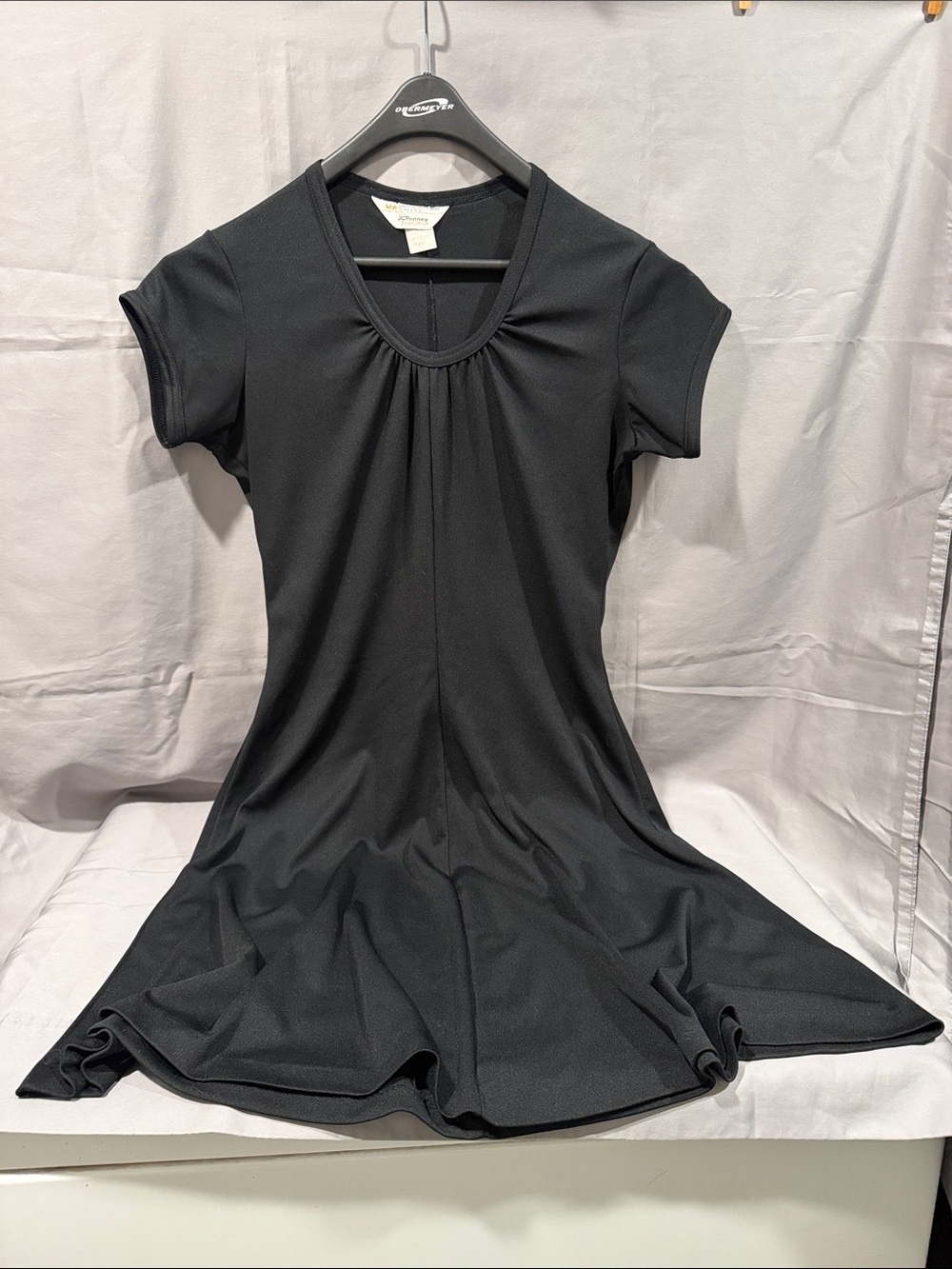 jcpenney Black Short-Sleeve Scoop-Neck A-Line Dress